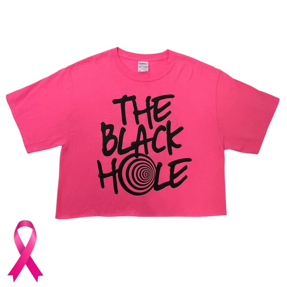 Graphic Tee THE BLACK HOLE Raw Hem Fluorescent Pink Black Medium M - Picture 12 of 12